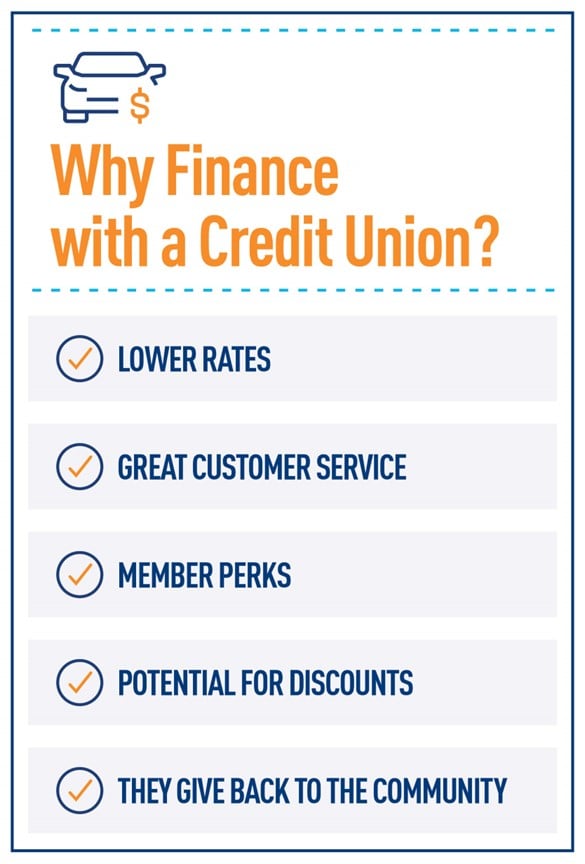 List of reasons why to finance your auto loan with a credit union like Desert Financial. Reasons include: lower rates, great customer service, member perks, potential for discounts and giving back to the community.